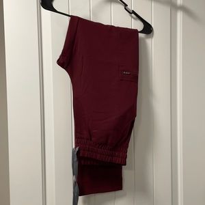 Figs high waisted scrubs - maroon!